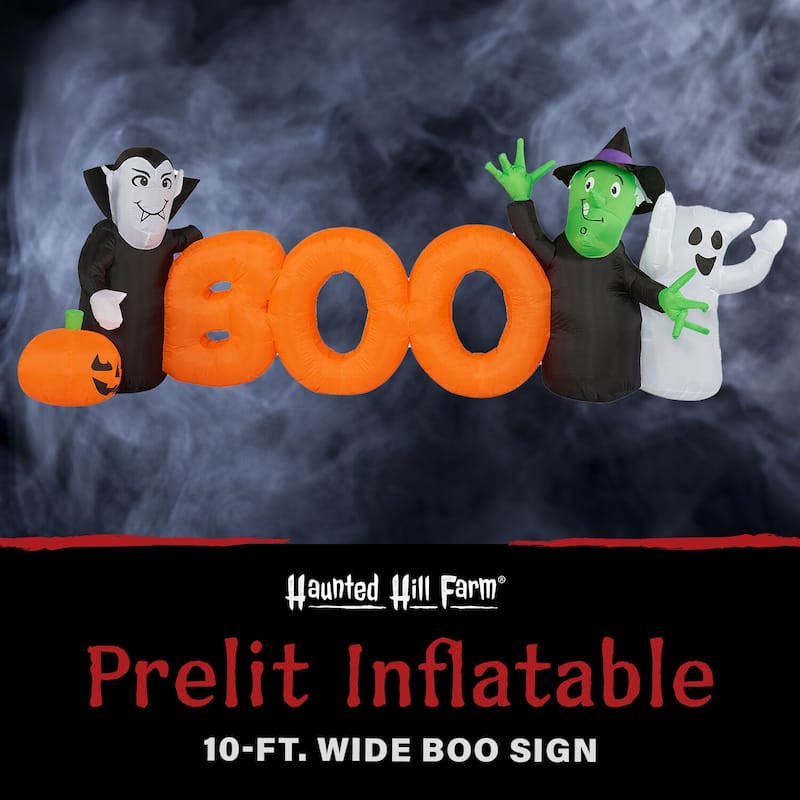 Haunted Hill Farm 10-Ft. Inflatable Boo Sign with Lights