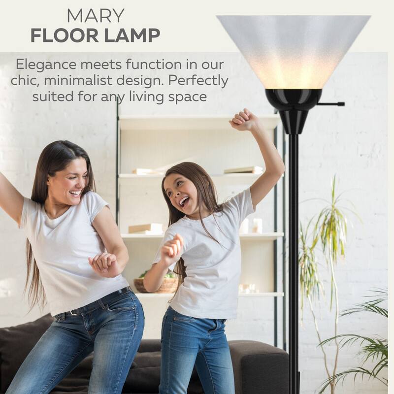 Black Floor Lamp with Opal White Cone Shade - 70 Inches 10 Inches