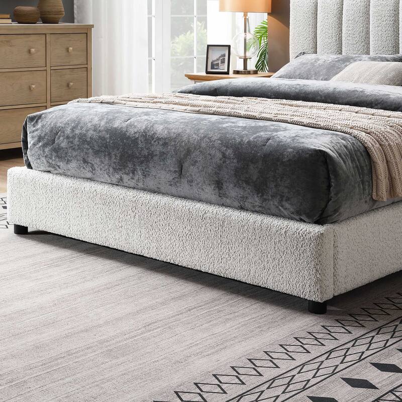 Furniture of America Lucinda Modern Boucle Fabric Platform Bed