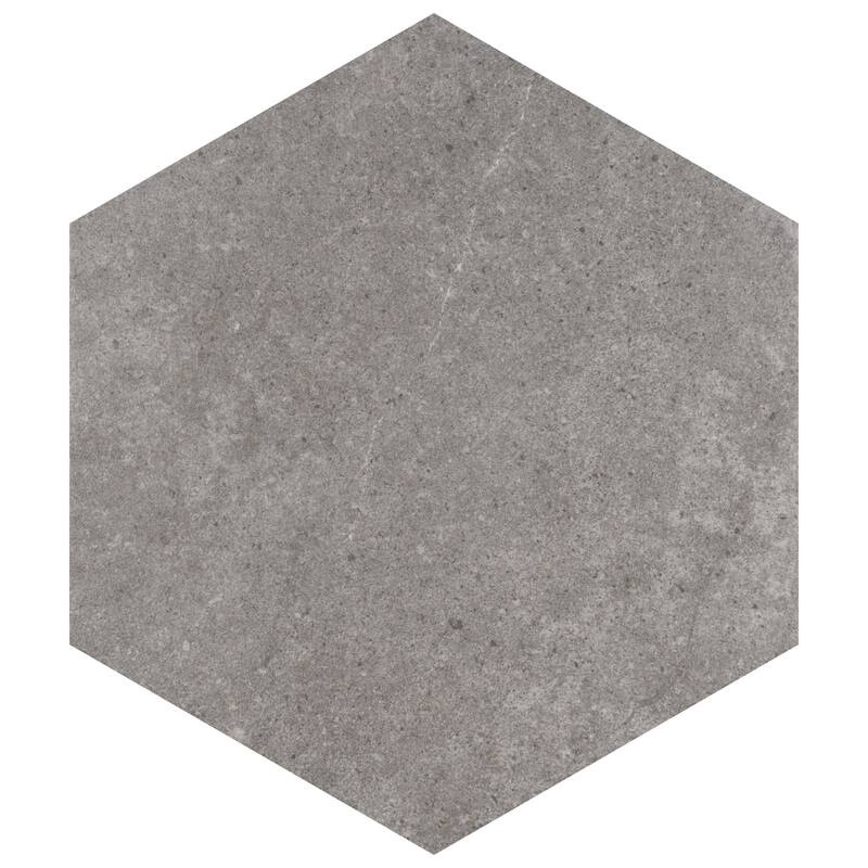 Merola Tile Traffic Hex Grey 8-5/8" x 9-7/8" Porcelain Floor and Wall Tile