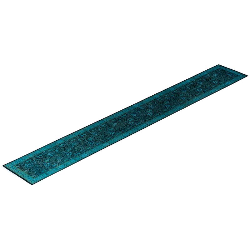 Fine Vibrance One-of-a-Kind Hand-Knotted Runner Rug - Black, 2' 6" x 17' 10" - 2' 6" x 17' 10"