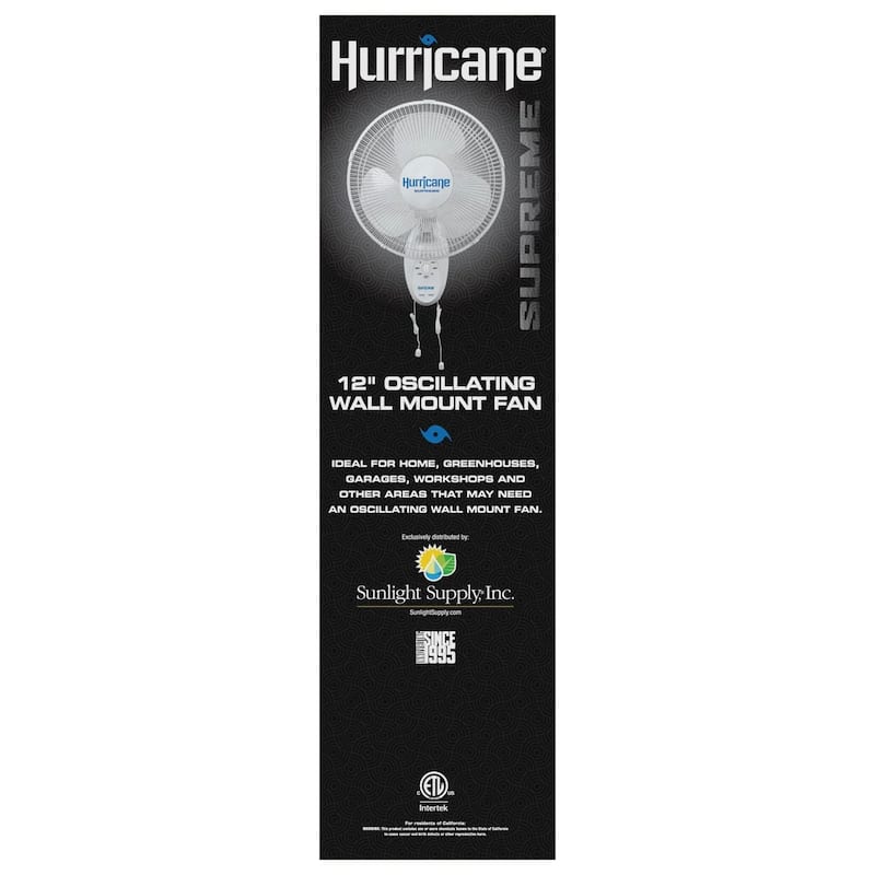 Hurricane 20 Inch Pro Commercial Grade Classic Oscillating Wall Mount Fan, Black