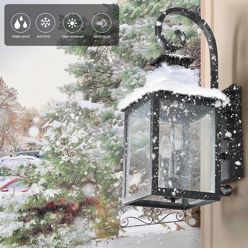 Large Outdoor Wall Lamps With Glass(2 Pack)