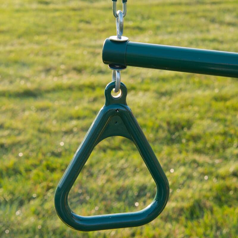 Swing-N-Slide Ring Trapeze Combo Swing with Coated Chains, Green - 40.5" H x 17" W