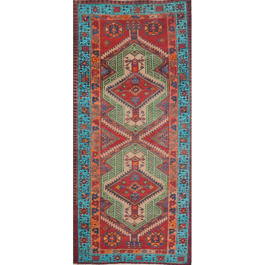 Hand Knotted Oriental 100% Wool Carpet Traditional Tribal Multi-Colored Ardebil Runner Rug - 7' 4'' X 3' 4''