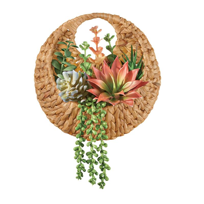 Realistic Artificial Succulent Hanging Basket - 10 x 16 x 10