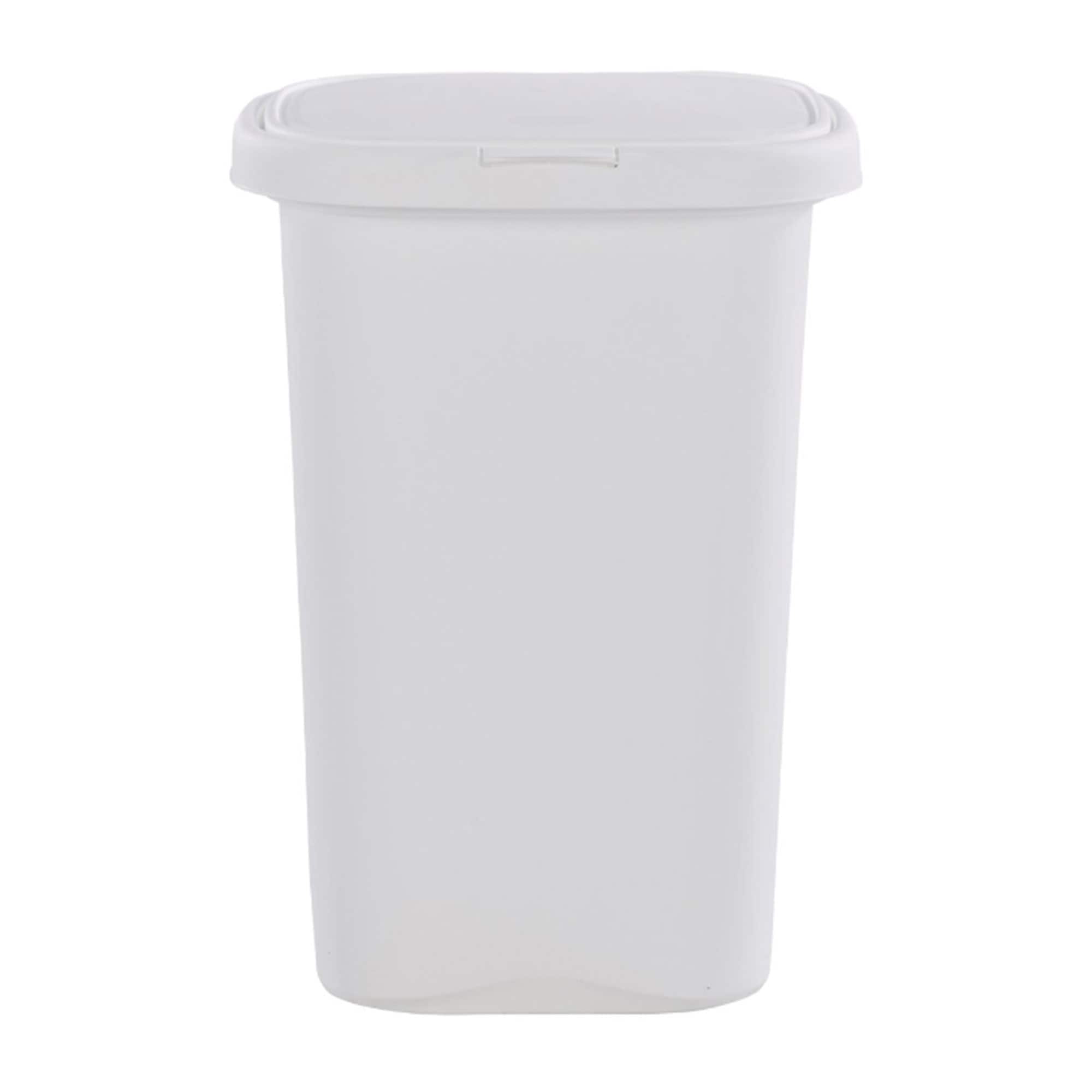 Rubbermaid 13.25 Gallon Rectangular Spring-Top Lid Wastebasket, White (3 Pack)