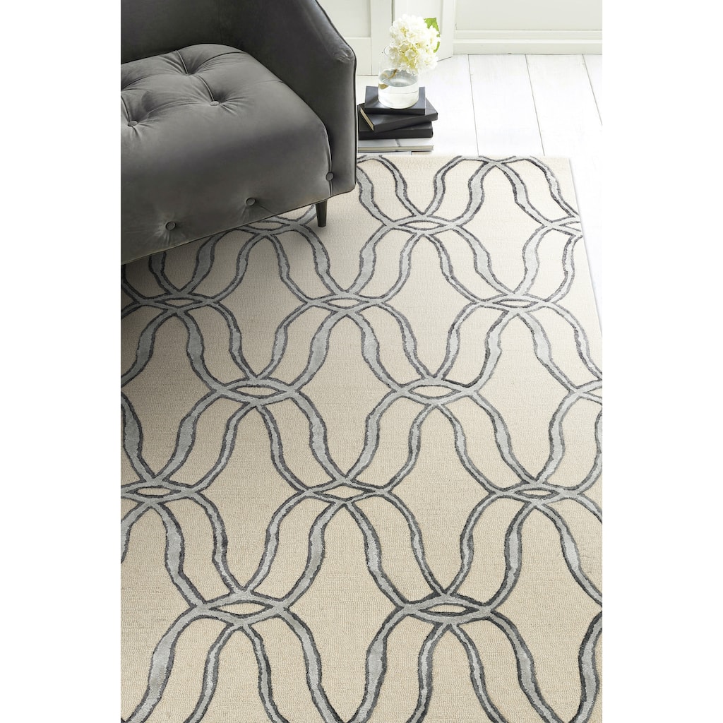 Libby Langdon Upton Silver Trellis Wool Handtufted Rug