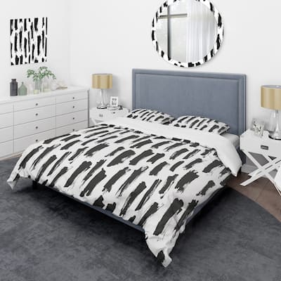 Designart 'Black Abstract Pattern' Modern Duvet Cover Set
