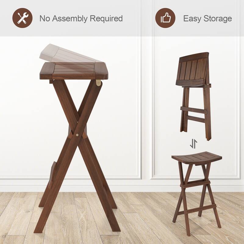Gymax Bar Stools Set of 2 30'' Folding Bar Height Stools w/ Saddle