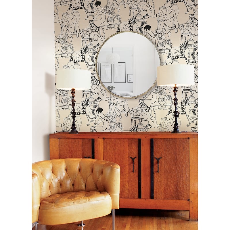 NuWallpaper Illustrative Taupe Leisure Ladies Novelty Peel & Stick Wallpaper