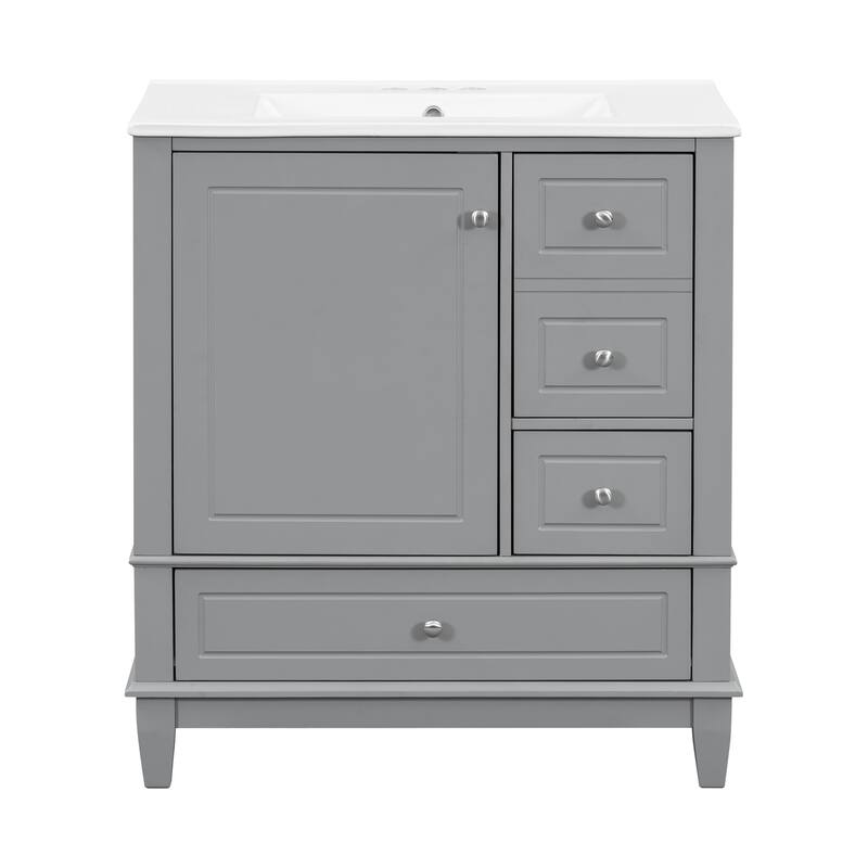 Bathroom Vanity with Sink, Bathroom Storage Cabinet with 3 Drawers and 1 Door, Bathroom Vanities with Solid Wood Frame