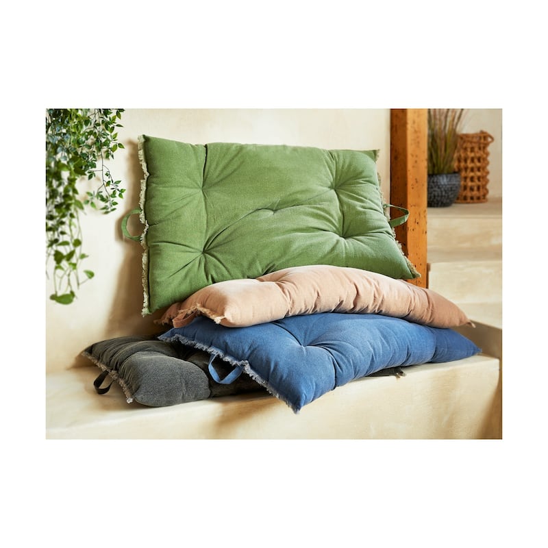 40"x26" Beige Cotton Yarn Dyed Stone Wash with Handles Accent Decorative Throw Pillow Poly Filled Insert Rectangle able