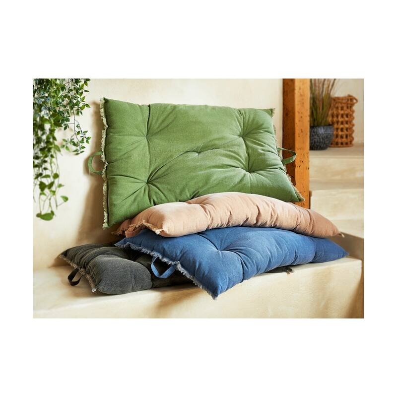 40"x26" Blue Cotton Yarn Dyed Stone Wash with Handles Accent Decorative Throw Pillow Poly Filled Insert Rectangle able