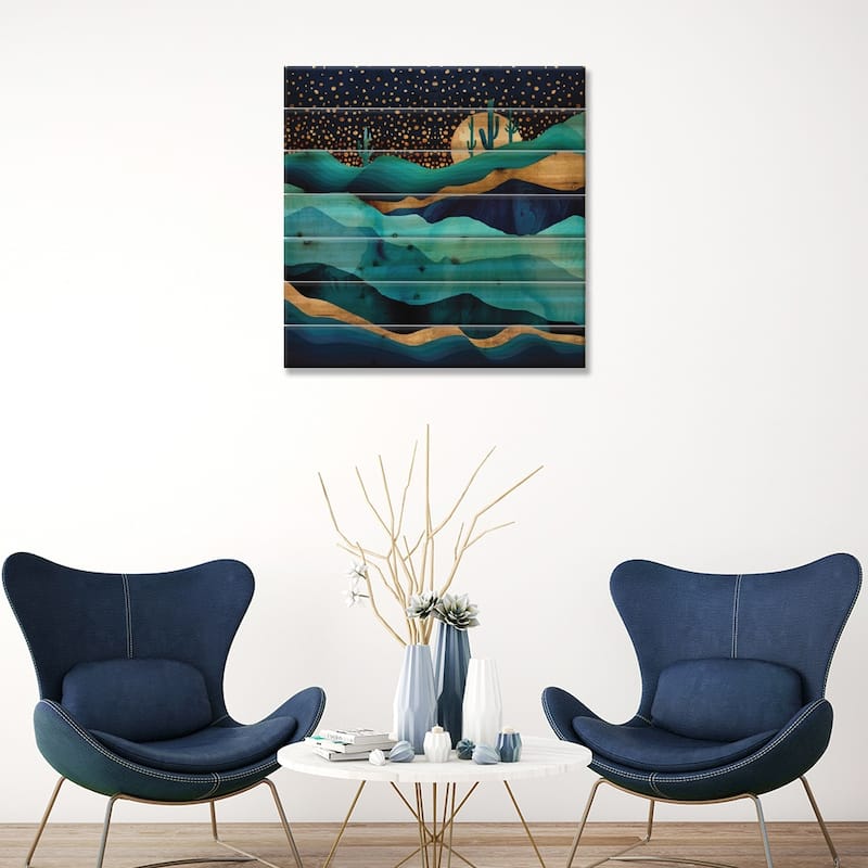 Indigo Desert Night Print On Wood by SpaceFrog Designs - Multi-Color