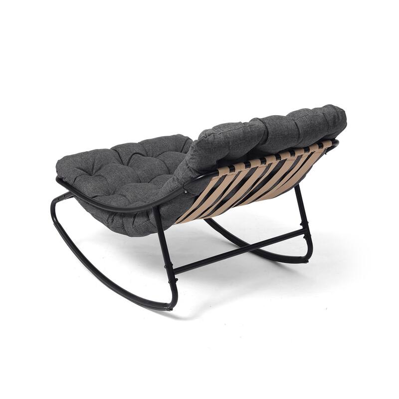 Outdoor Metal Frame Rocking Chair with Water-Resistant Cushions