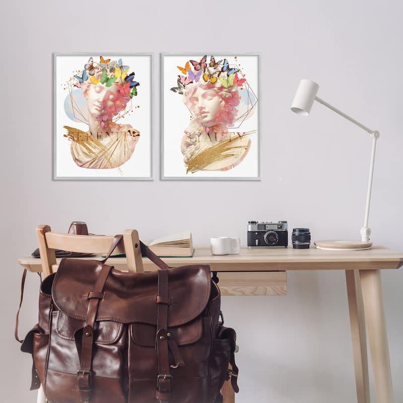 Stupell Serenity & Beauty Glam Collages Framed Giclee Art Design By Susan Arnot (Set of 2)