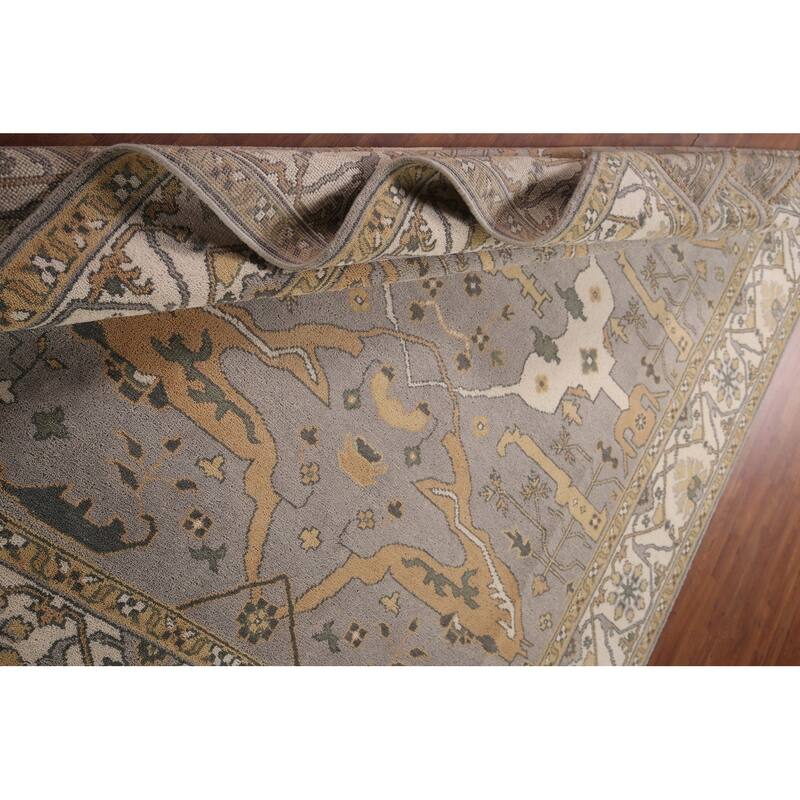 Gray Oushak Indian Rug Hand-Knotted Wool Carpet - 8'0"x 9'8"