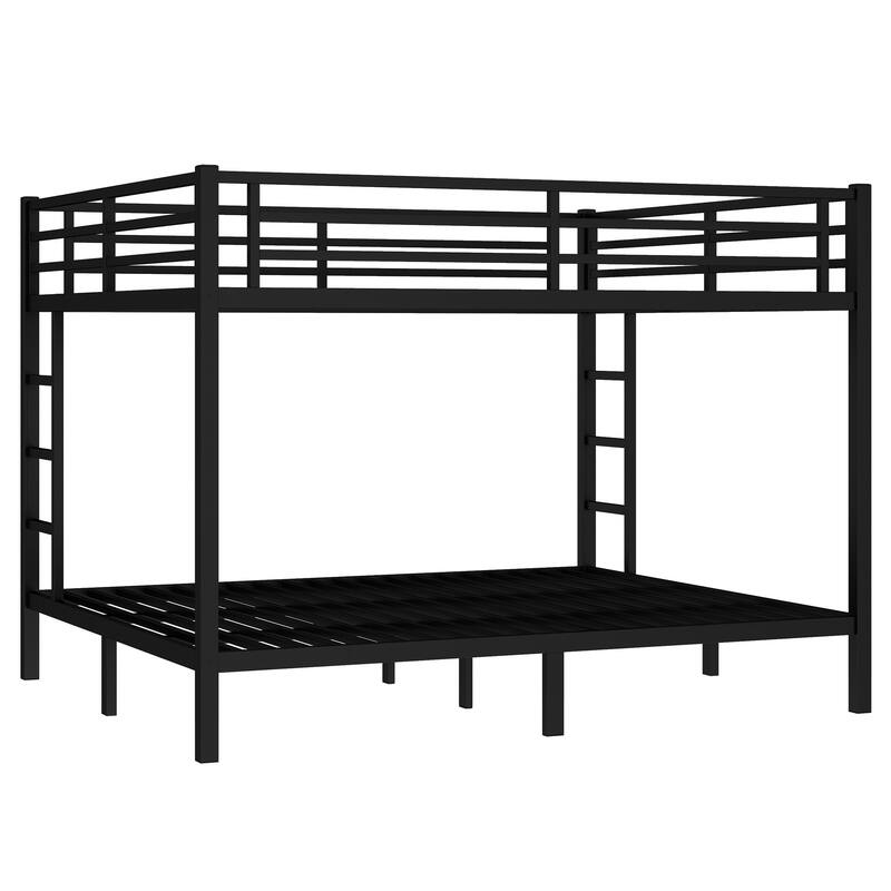 Heavy Duty Metal Queen Over Queen Bunk Bed for Teens and Adults, Space-Saving, Noise-Free