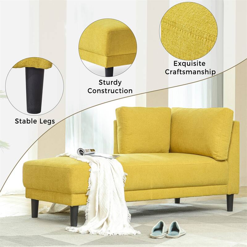 65" Upholstered Chaise Lounge, Sleeper Sofa, Solid Wood Sofa Bed