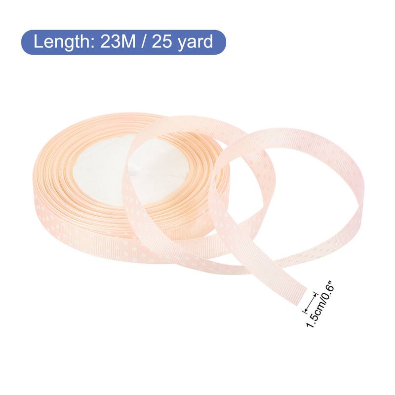 Grosgrain Ribbons with Dots Ribbon Bow Decoration - Orange Pink - 25 Yards 5/8 Inch