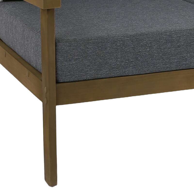 Solid Wood Outdoor Arm Chair Loveseat with Cushion