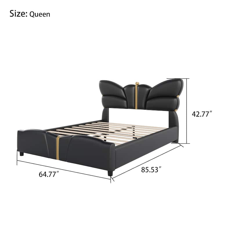 Stylish PU Leather Upholstered Platform Bed - No Box Spring Needed