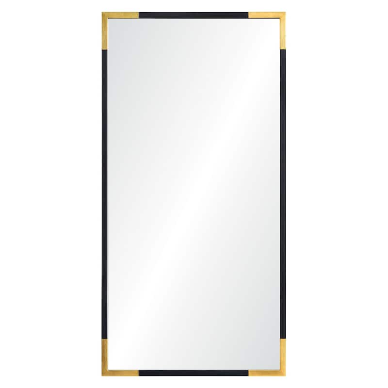60" Black and Gold Full-Length Framed Rectangular Wall Mirror