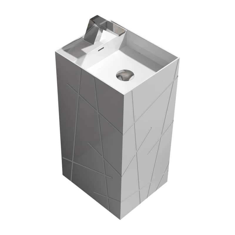 Springhill Collection Pedestal, Elegant Square Shaped Pedestal Sink, Centerset Faucet Hole, Solid Surface