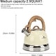 preview thumbnail 5 of 4, Creative Home 3.0 Qt. Stainless Steel Whistling Tea Kettle with Ergonomic Handle for Fast Boiling Heat Water, Creamy White