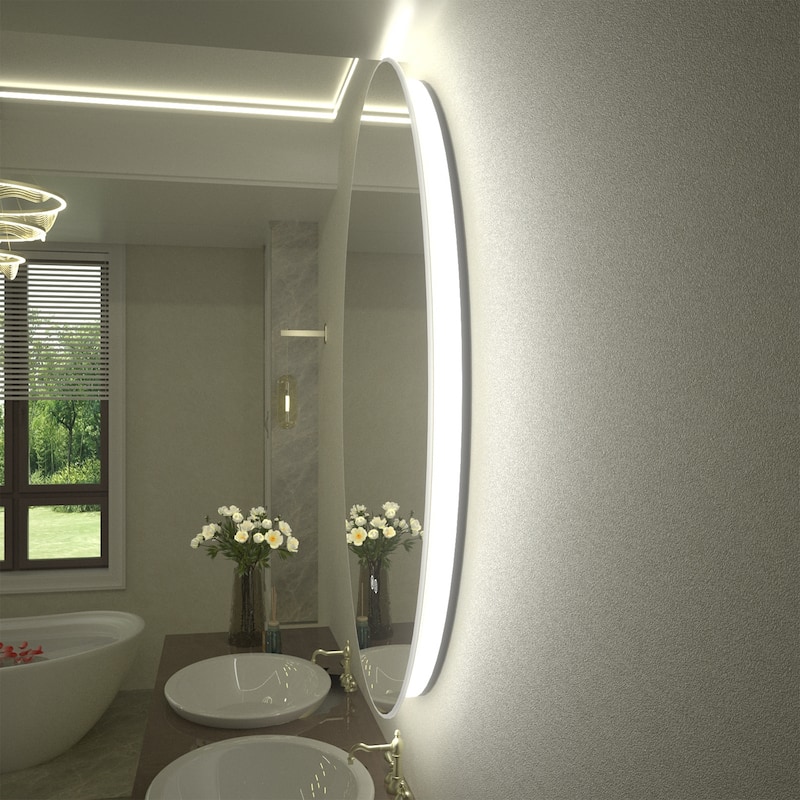 KIOTEE Round Backlit LED Lighted Anti-Fog Bathroom Vanity Mirror with ETL and 3-Year Warranty