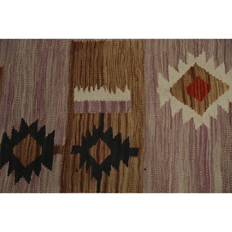 Hand Woven Oriental 100% Wool Carpet Southwestern Tribal Pink Kilim Area Rug - 9' 9'' X 6' 11''