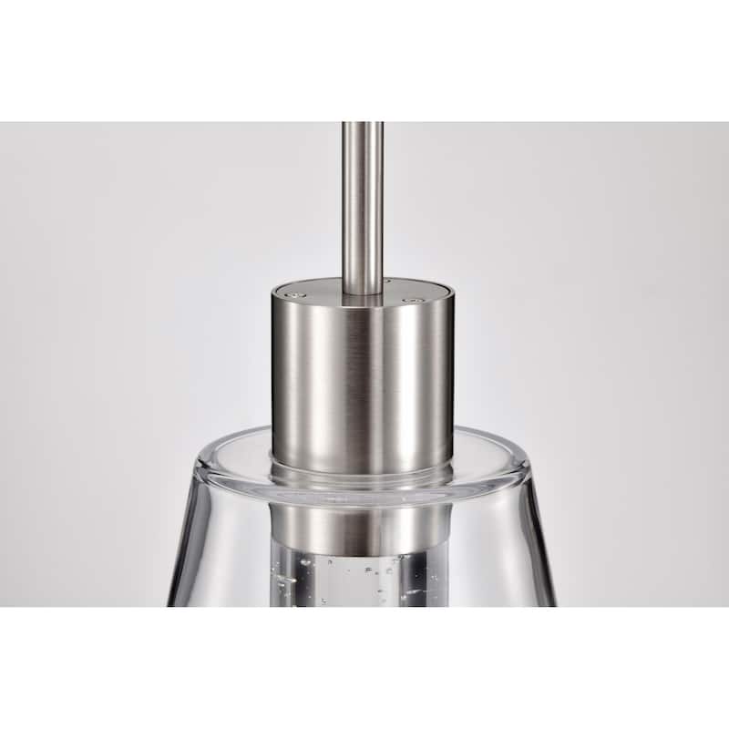Aura 7 Inch LED Pendant Brushed Nickel K9 Bubble Crystal 3000K CCT - Brushed Nickel