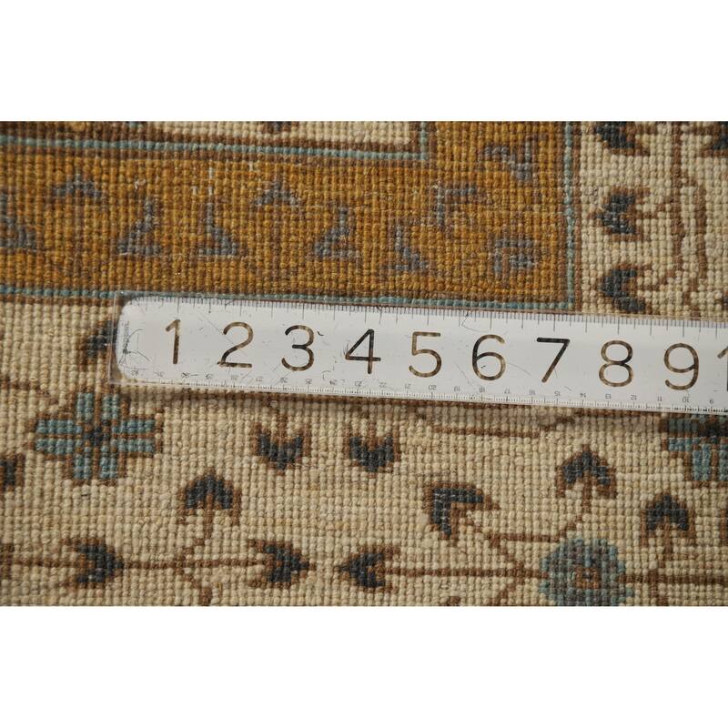 Hand Knotted Oriental 100% Wool Carpet Traditional Geometric Navy Blue & Blues Kazak Area Rug - 9' 9'' X 6' 7''