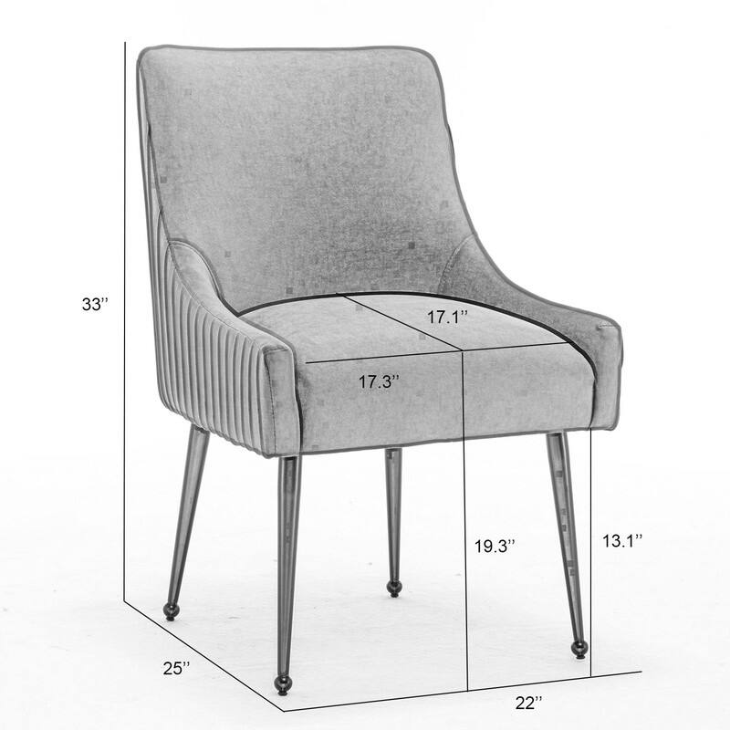 SEYNAR Modern Glam Velvet Black Metal Legs Dining Chair or Vanity Chair Set of 6 with Rear Handle
