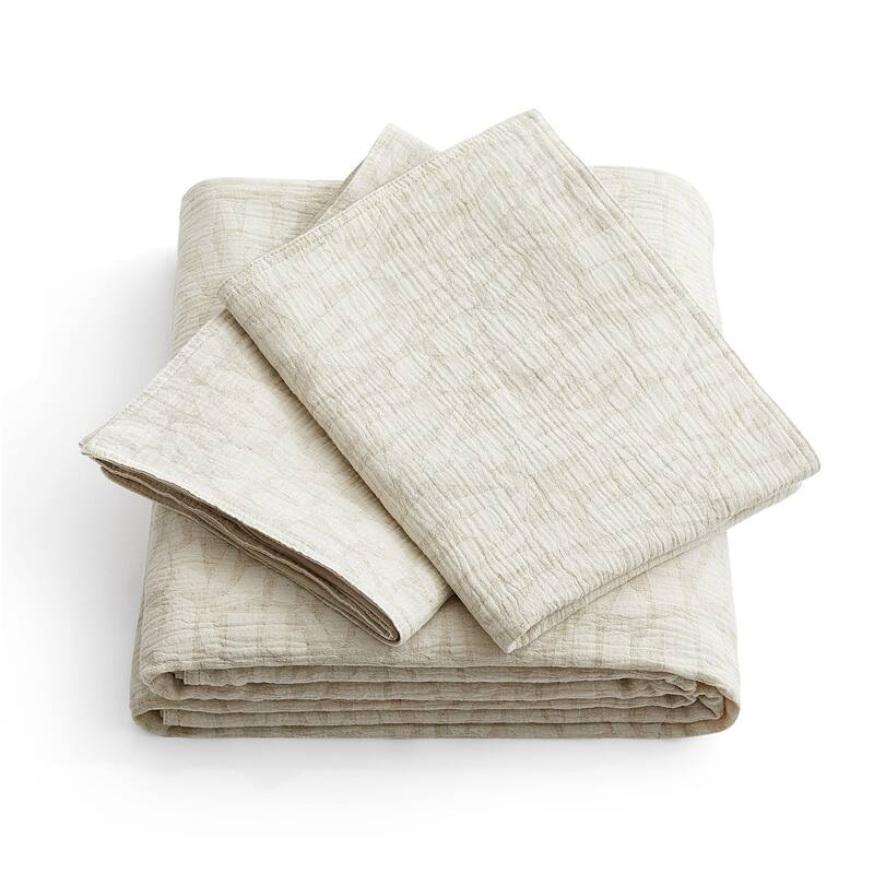 Floral Jacquard Cotton Linen Blend Duvet Cover Set, Bedding Set with Pillowcases