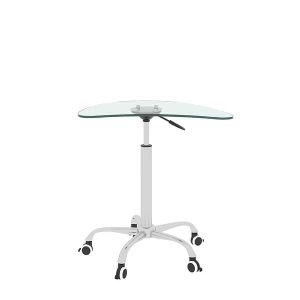 Adjustable Height Transparent Tempered Glass Table with Wheels Bed