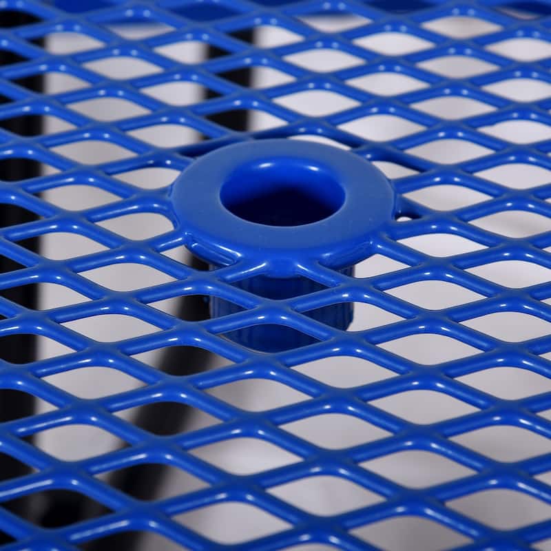 46" Round Outdoor Steel Picnic Table in Blue with Umbrella Hole