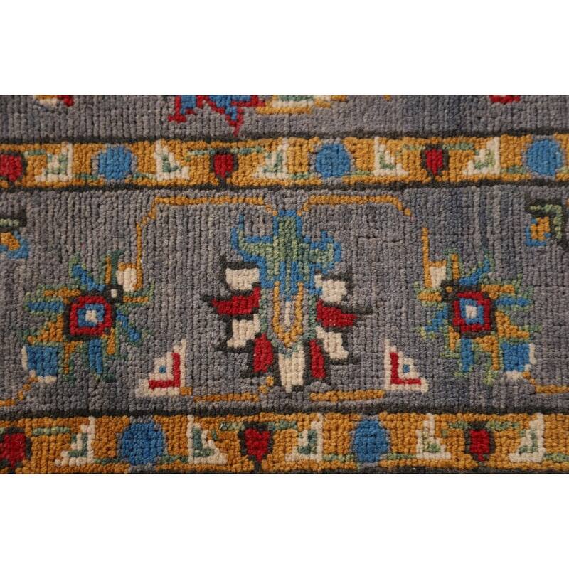 All-Over Gray Kazak Oriental Accent Rug Hand-Knotted Wool Carpet - 3'4"x 5'0"