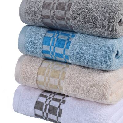 Superior Cotton 4 Piece Vintage Geometric, Soft and Quick Drying Bathroom Towel Set