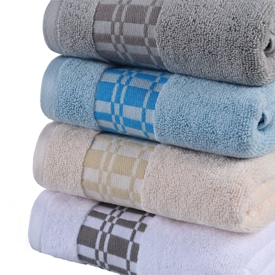 Miranda Haus Cotton 6 Piece Bathroom Towel Set With Geometric Border