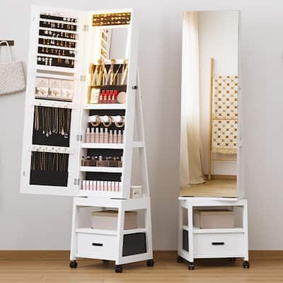 360° Swivel Jewelry Cabinet with LED Lights