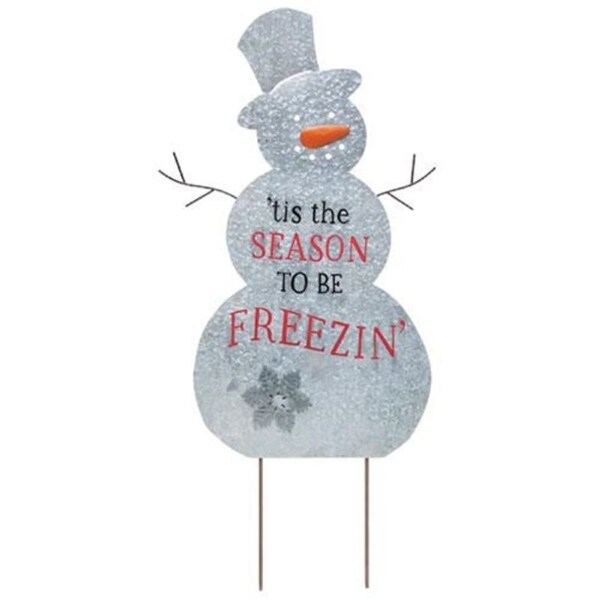 Metal Snowman Yard Stake - White-Red-Black