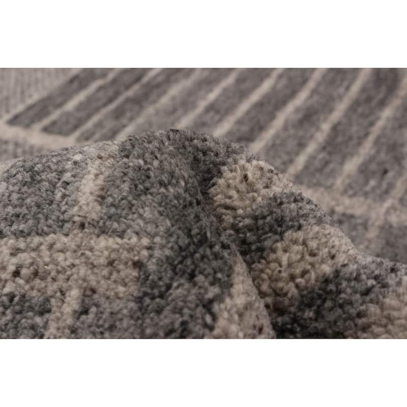 ECARPETGALLERY Hand-knotted Tangier Grey Wool Rug - 7'11 x 9'9