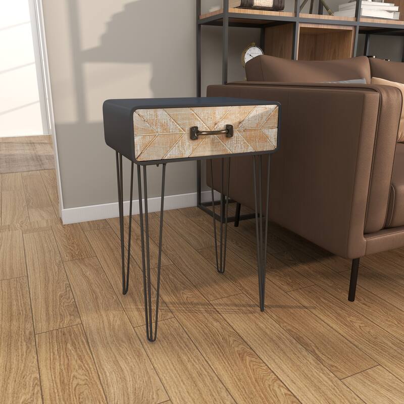 Black Metal Modern Accent Table - 12"W x 17"L x 26"H