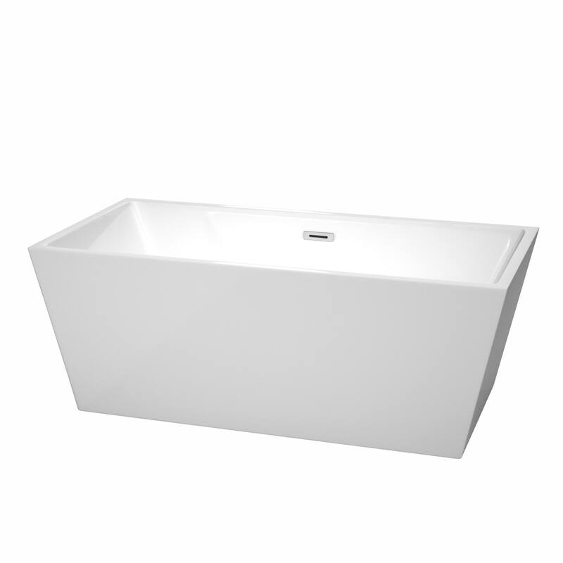 Wyndham Collection Sara 63" Free Standing Acrylic Soaking Tub with - White / Polished Chrome Trim