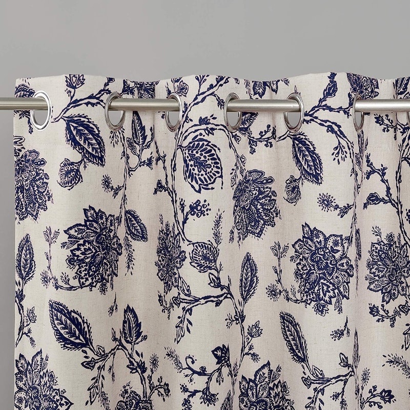 Oleson Jacobean Floral Linen Blend Blackout Curtain Panel