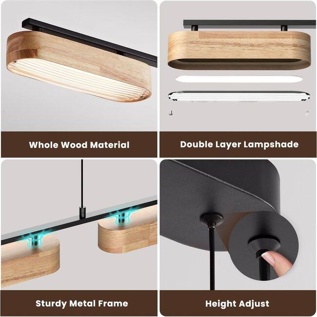 Lights Rustic Dimmable Pendant for Kitchen Island Over Dining Table