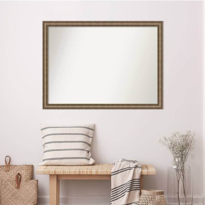Angled Non-Beveled Wood Framed Wall Mirror