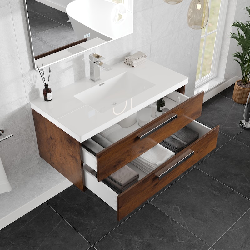 Surf 36" Rosewood SS Bath Vanity with Integrated Acrylic Sink